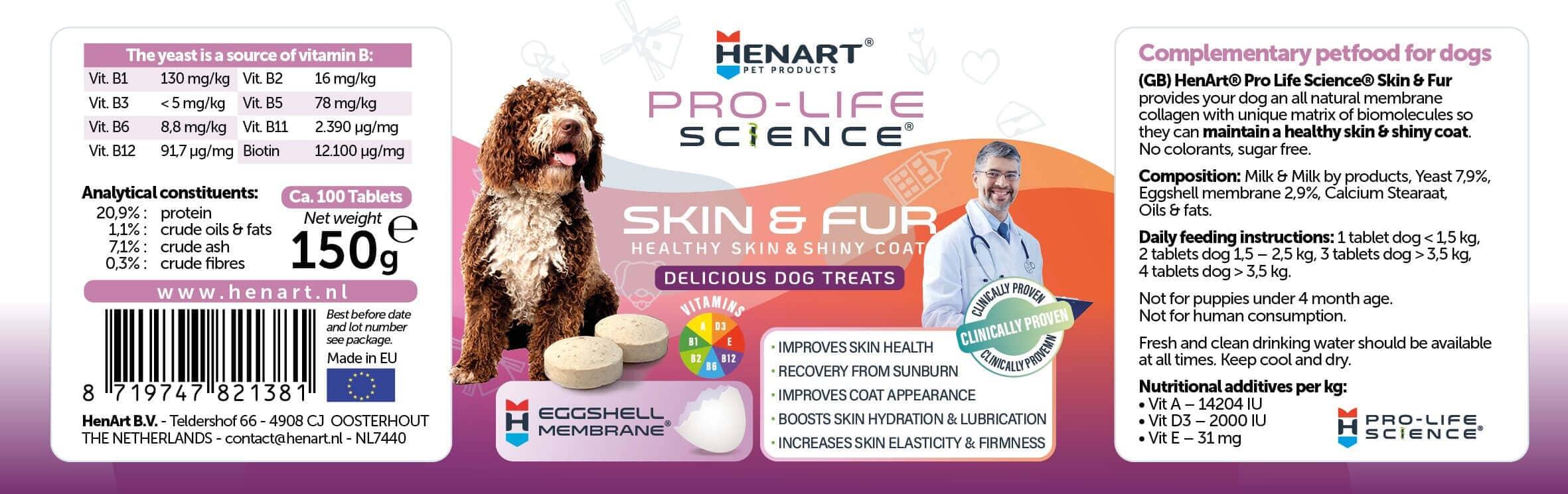 Hunde-Nahrungsergänzung für Gesunde Haut & weiches Fell - HenArt® | Nachhaltiges Tierfutter für Hund und Katze 