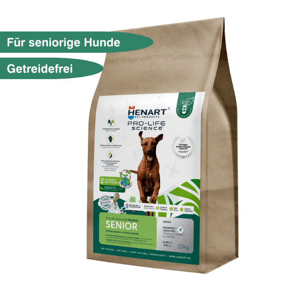 Insekten-Trockenfutter für Senior Hunde - HenArt® | Nachhaltiges Tierfutter für Hund und Katze 