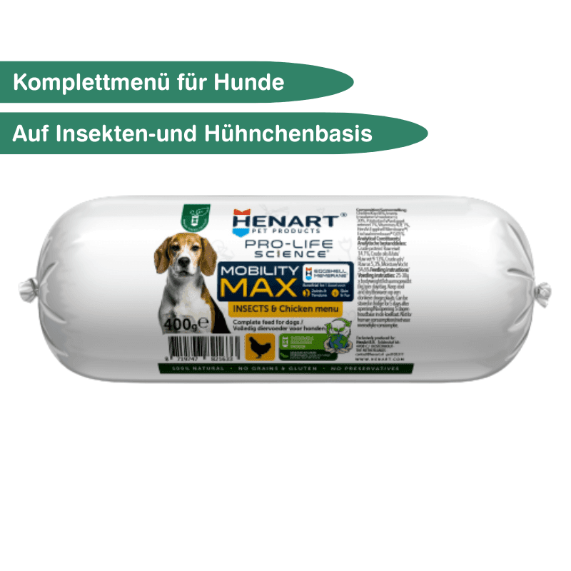 Insekten- und Hühnchenwurst für Hunde | Komplettmenü - HenArt® | Nachhaltiges Tierfutter für Hund und Katze 