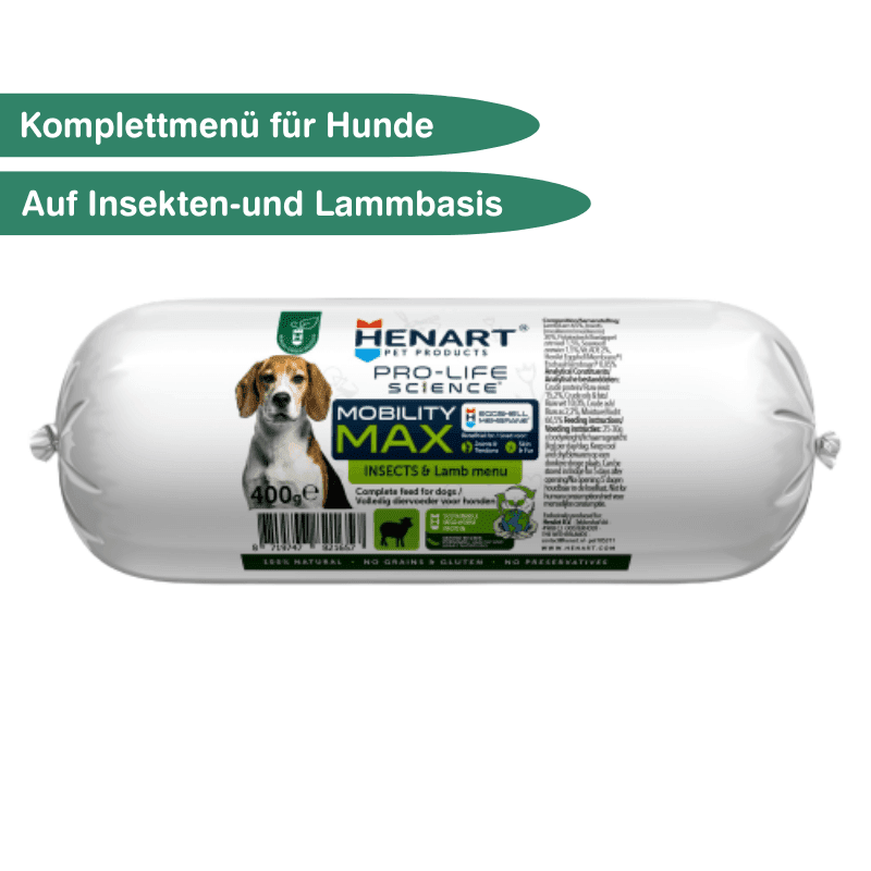 Insekten- und Lammwurst für Hunde | Komplettmenü - HenArt® | Nachhaltiges Tierfutter für Hund und Katze 